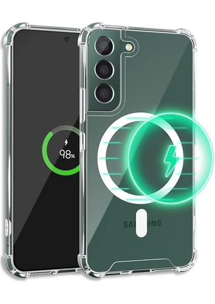 Samsung Galaxy S22 Plus Uyumlu Kılıf Şaffaf Wireless Şarj Özellikli Magsafe Kılıf Kapak