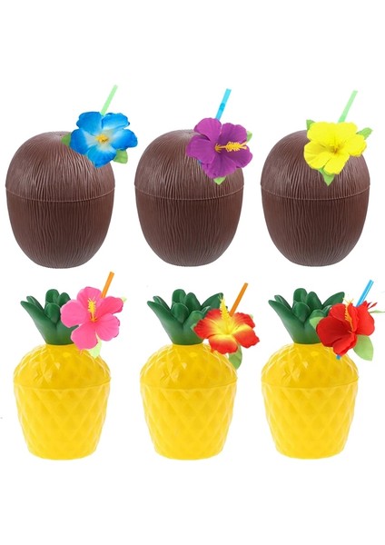 Hawaii Partisi Hindistan Cevizi Ananas Bardakları Tropikal Dekorasyon (Yurt Dışından) fiyatları