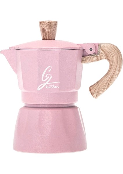 Kahve Makinesi Alüminyum Mocha Espresso Moka Pot 6cup 300ML(PEMBE) (Yurt Dışından)