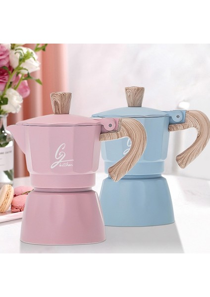 Kahve Makinesi Alüminyum Mocha Espresso Moka Pot 6cup 300ML(PEMBE) (Yurt Dışından)