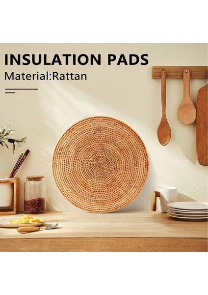 Rattan Dokuma Servis Altlıkları, Yuvarlak Paspaslar, Kaymaz Isıya Dayanıklı Servis Altlığı (Yurt Dışından)