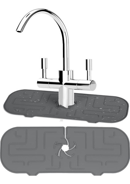 Mutfak Lavabo Sıçrama Koruması, Silikon Lavabo Bataryası Pedleri Gri (Yurt Dışından)