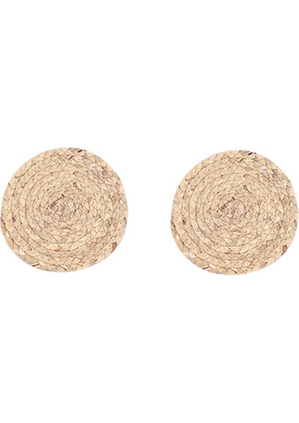 Adet 18 cm Doğal Su Kabağı Servis Altlığı Yuvarlak Dokuma Rattan Masa Mat (Yurt Dışından)