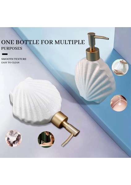 Seramik Sabunluk, Losyon El Dezenfektanı Şişeleri, 420ML, Kabuk (Yurt Dışından)