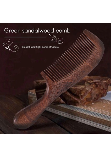 Unisex Sandal Ağacı Tarak Ince Diş Tarak Ahşap Saplı Saç Tarağı (Yurt Dışından)