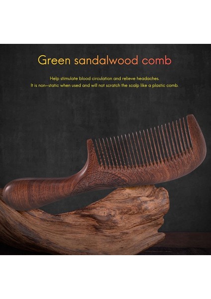 Unisex Sandal Ağacı Tarak Ince Diş Tarak Ahşap Saplı Saç Tarağı (Yurt Dışından)