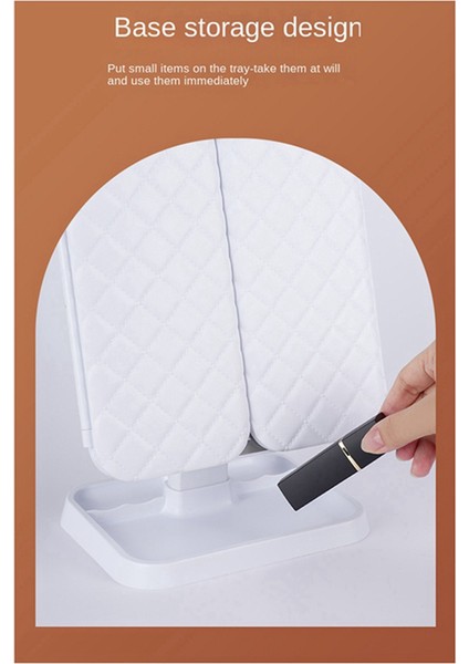 Üç Katlı Makyaj Aynası LED Işık Yurt Makyaj Aynası Beyaz (Yurt Dışından)