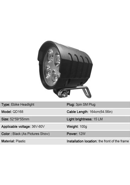 Bisiklet Ön ve Arka Işık Girişi DK336 Işıklı Korna ile 36V 48V 52V 60V (Yurt Dışından)