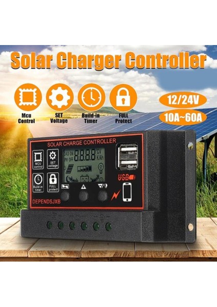 10A-60A Mppt 12V/24V Solar Şarj Kontrol Cihazı USB Çift Güneş Paneli Regülatörü (Yurt Dışından)