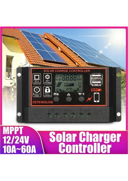 10A-60A Mppt 12V/24V Solar Şarj Kontrol Cihazı USB Çift Güneş Paneli Regülatörü (Yurt Dışından)