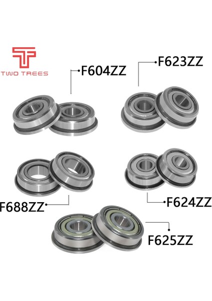 Adet Flanşlı Bilyalı Rulmanlar F604ZZ F623ZZ F624ZZ F625ZZ F688ZZ 3D Ers Parçaları Sabit Oluklu Kasnak Tekerlek Alüminyum Parça (Yurt Dışından) fiyatları