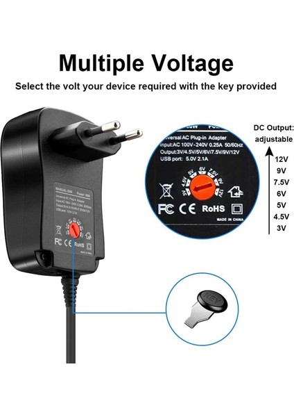 Bradoo- 3V-12V Ev Elektroniği ve LED Şeritler Için Adaptör Uçlu 30W Ac/dc Adaptör Anahtarlama Kaynağı, Ab Tak (Yurt Dışından)