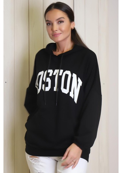 Uzun Kollu Siyah Kadın Sweatshirt 1220-2K4