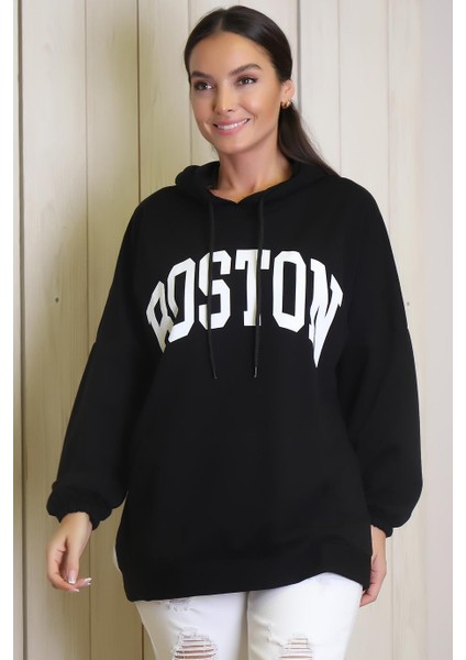 Uzun Kollu Siyah Kadın Sweatshirt 1220-2K4