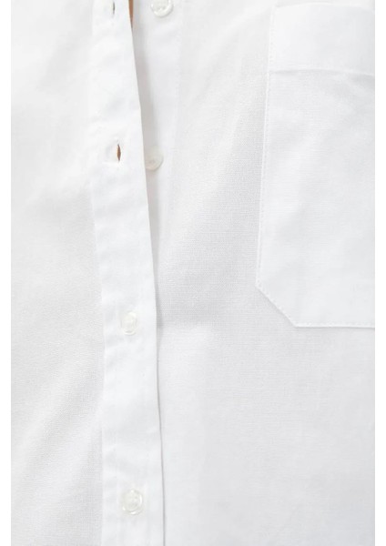 Oversize Cepli Pamuklu Beyaz Kadın Gömlek 3SAK60220PW indirimleri