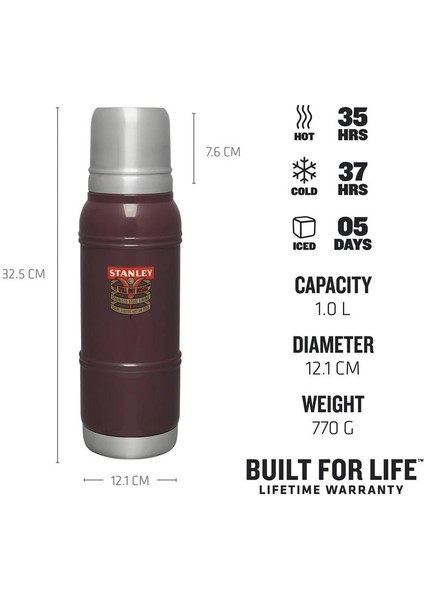 Milestones Termos 1 Lt [1940 Özel Seri] Bordo modelleri