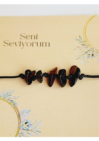 Seni Seviyorum Kehribar Bileklik Asansörlü Siyah Ip