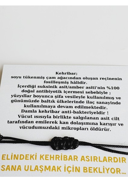 Seni Seviyorum Kehribar Bileklik Asansörlü Siyah Ip