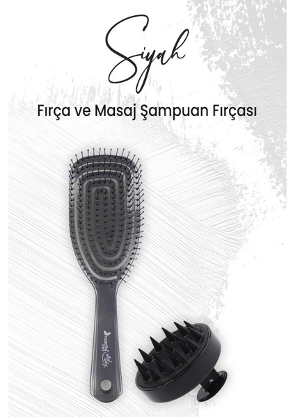Yumuşak Silikonlu Masaj Şampuan Fırçası Siyah ve Üç Boyutlu Fırça Koyu Gri