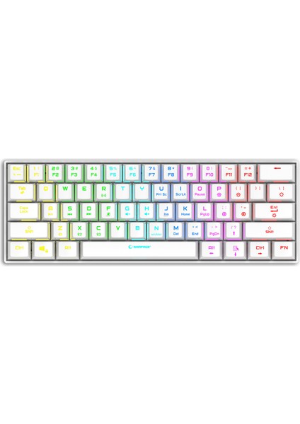 KB-RX63 B-Atom Beyaz Bluetooth Rgb Backlight Red Swıtch Mekanik Q 63 Tuşlu Mini Gaming Oyuncu Klavyesi