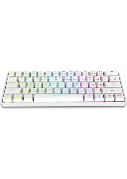 KB-RX63 B-Atom Beyaz Bluetooth Rgb Backlight Red Swıtch Mekanik Q 63 Tuşlu Mini Gaming Oyuncu Klavyesi