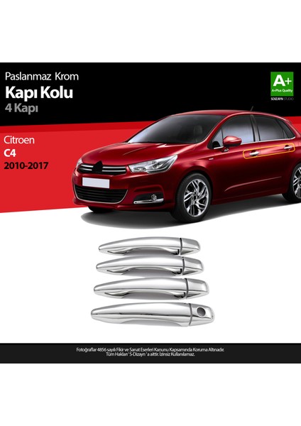 Citroen C4 HB Krom Kapı Kolu 4 Kapı 2010-2020 A+ Kalite