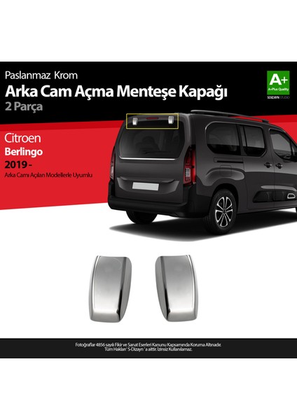 S Dizayn S-Dizayn Citroen Berlingo Krom Arka Cam Açma Menteşe Kapağı 2 Prç 2019 Üzeri