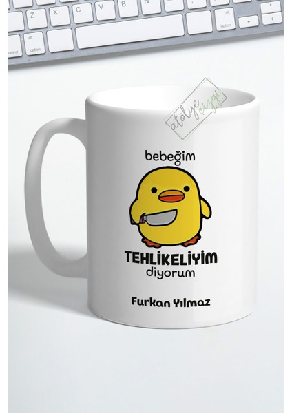 Atölye Çizgi Tehlikeli Ördek Bilek Destekli Mouse Pad ve Kupa Bardak