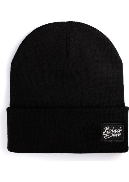 BlackBörk V1 Akrilik Rock - 1 Kod Logolu Unisex Siyah Bere (Beanie)