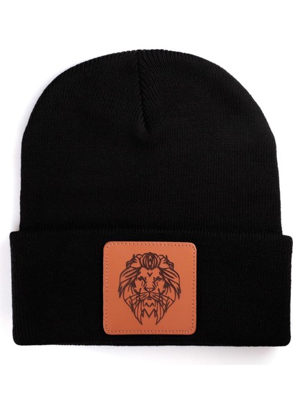 BlackBörk V1 Akrilik Aslan - 13 Kod Logolu Unisex Siyah Bere (Beanie)