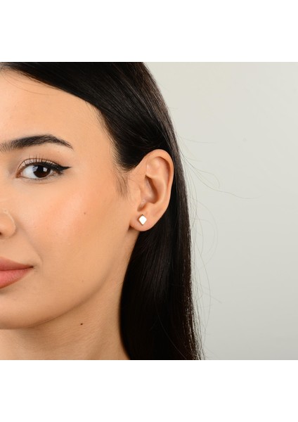 14 Ayar Altın Sade Baklava Küpe modelleri