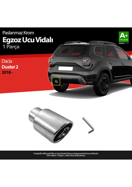 Dacia Duster 2 Krom Egzoz Ucu Vidalı 60mm Çap 2018-2023 A+ Kalite