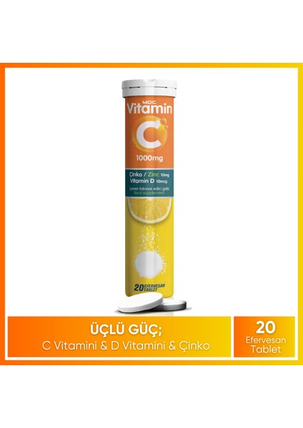 Vitamin C, Çinko, Vitamin D 20 Efervesan Tablet & Pemovo Plus