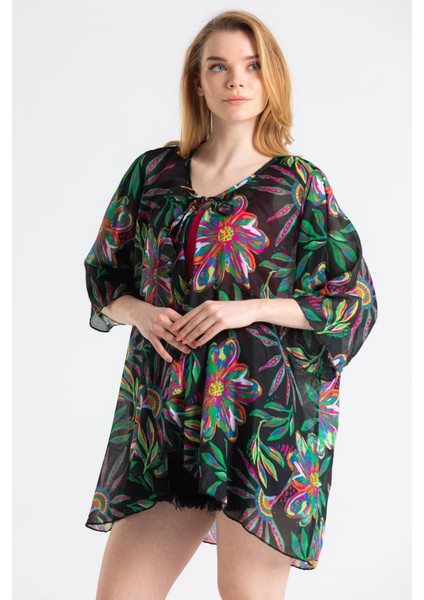 Side Vual Yazlık Pareo Etnik Siyah 6193 modelleri