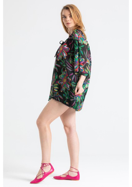 Side Vual Yazlık Pareo Etnik Siyah 6193 indirimleri