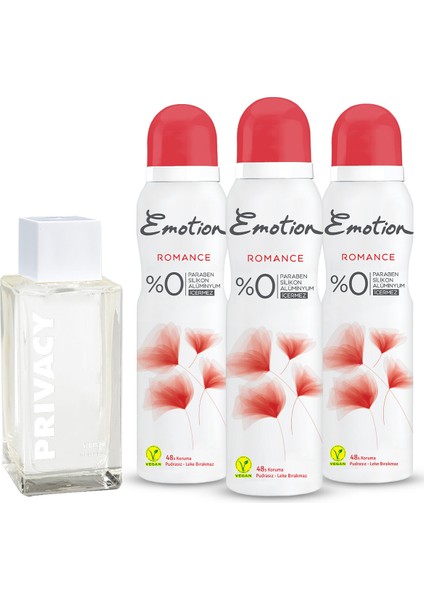 Women Limited Edition EDT Kadın Parfüm 50 ml ve Emotion Romance Kadın Deodorant 3 x 150 ml