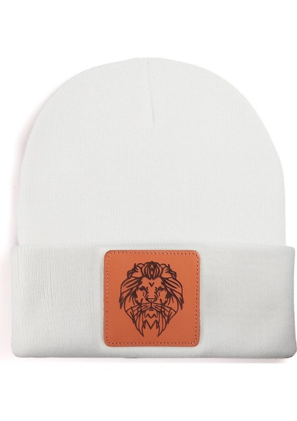 BlackBörk V1 Akrilik Aslan - 13 Kod Logolu Unisex Beyaz Bere (Beanie)