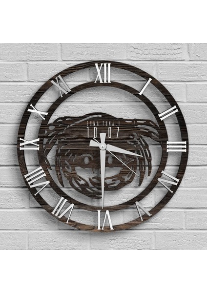 Kişiye Özel Yengeç Burcu Tasarımlı Ahşap Duvar Saati - Model A5