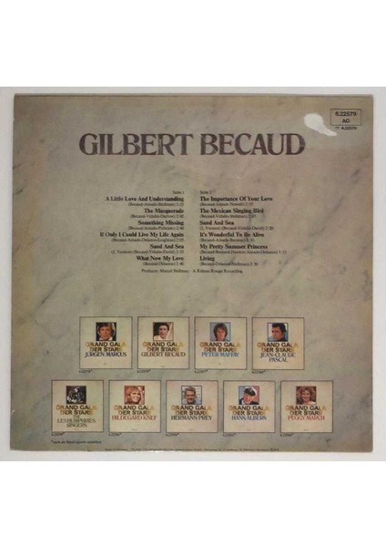 Gilbert Becaud Grand Gala Der Stars Lp Plak (Orjinal 1976 Alman Baskı)