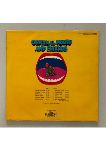Original Mouth And Friends Lp Plak ( Orjinal Dönem 1973 Alman Baskı 2.el)