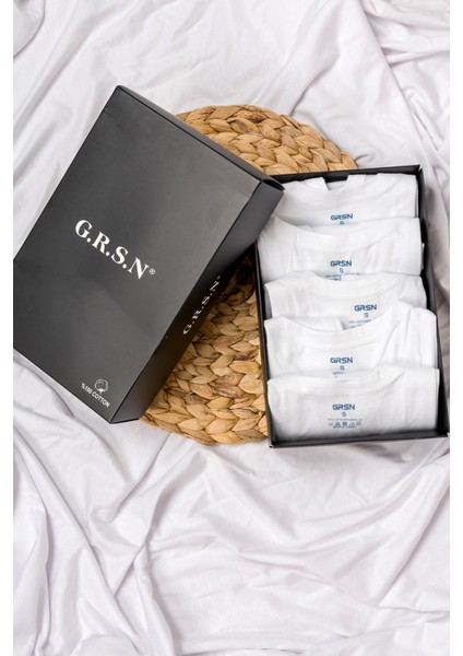 GÜRLESİN 5'li Erkek %100 Pamuk Kutulu Penye Askılı Yüksek Kaliteli Beyaz Atlet