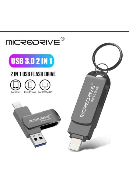 256Gb. İphone Lightning ve USB 3.0 USB Flash Bellek Otg Çift Giriş