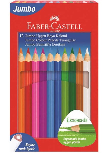 FABER CASTELL KURU BOYA KALEMİ JUMBO ÜÇGEN 12Lİ
