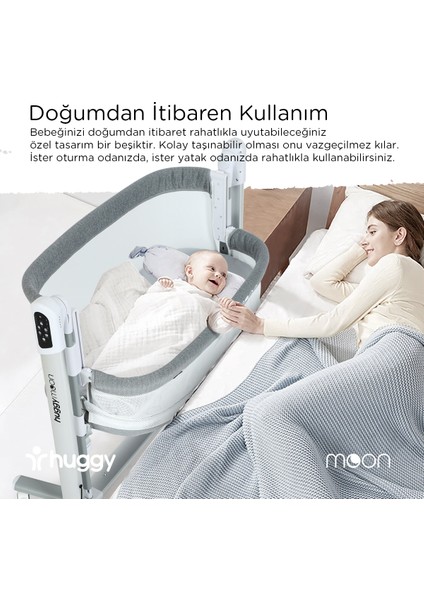 Moon Otomatik Sallanabilir Hareket Sensörlü Kumandalı Oyun Parkına Dönüşebilen Anne Yanı Elektrikli Beşik indirimleri