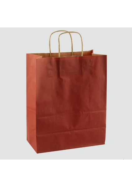 Büküm Saplı Kraft Kağıt Çanta Karton Hediyelik Poşet Torba - Bordo - 18X24 Cm. - 25 Adetlik 2 Paket