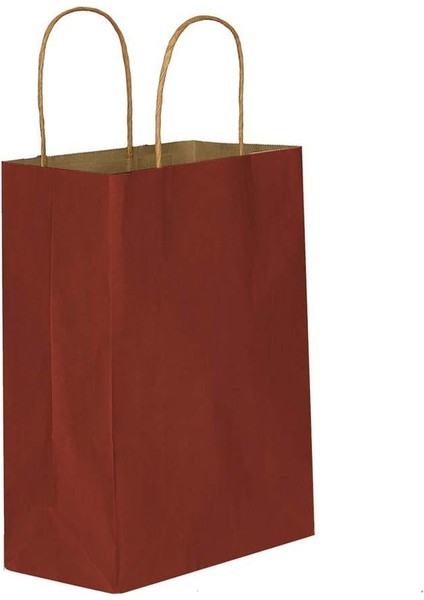 Büküm Saplı Kraft Kağıt Çanta Karton Hediyelik Poşet Torba - Bordo - 18X24 Cm. - 25 Adetlik 2 Paket