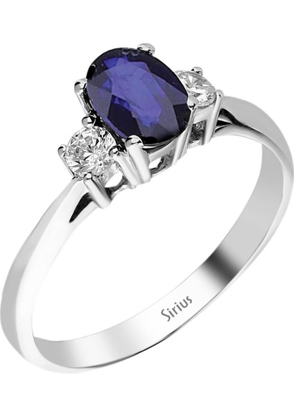 Pırlanta ve Oval Safir Taşlı Yüzük 0417R0043