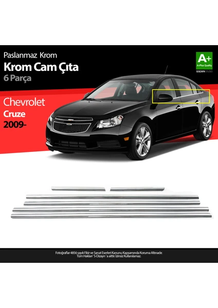 Chevrolet Cruze SD Krom Cam Çıtası 6 Prç 2009 Üzeri