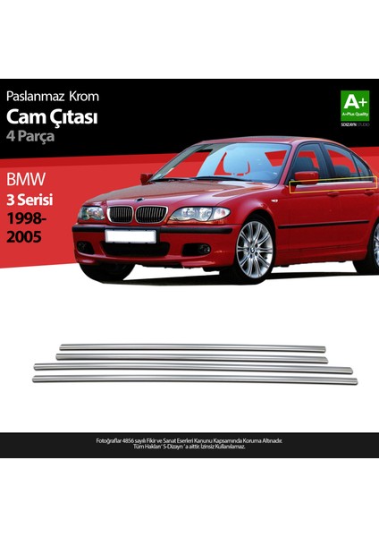 Bmw 3 Serisi E46 Krom Cam Çıtası 4 Prç 1998-2005 A+ Kalite