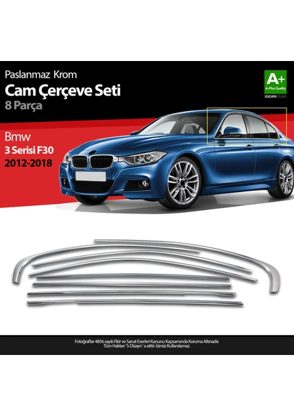 Bmw 3 Serisi F30 Krom Cam Çerçeve Seti 8 Prç 2012-2017 A+ Kalite